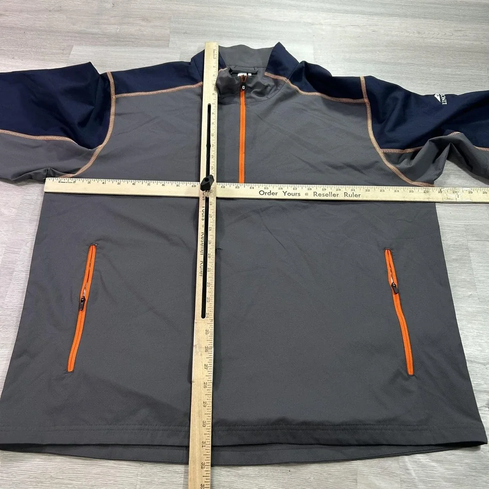 FootJoy Windbreaker Jacket Mens XL Gray Navy 1/4 Zip Golf Pullover Softshell